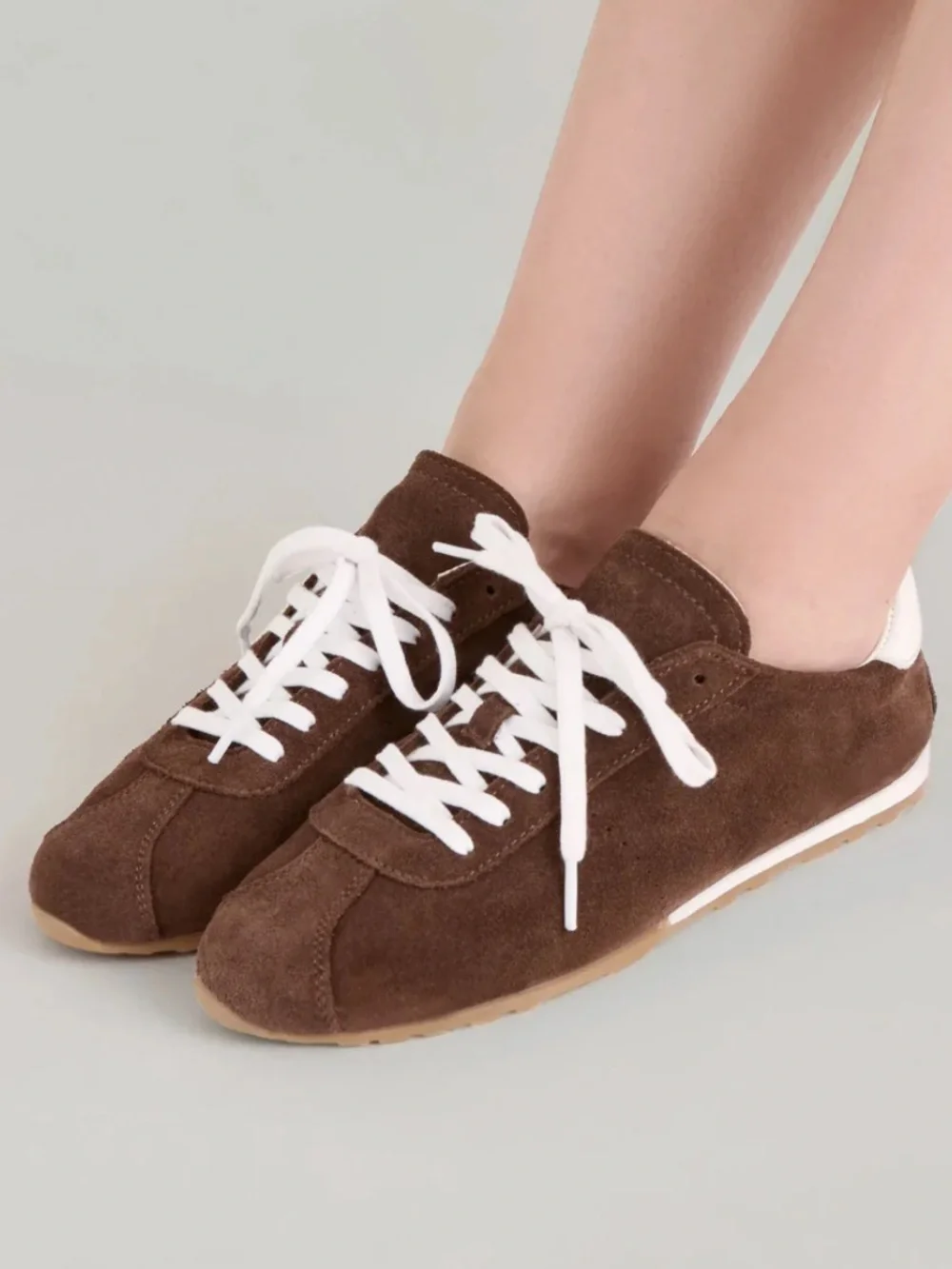 Dolce Vita Serina Suede Sneaker in Brown with White Accents